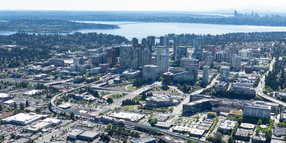 Aerial view of a city skyline