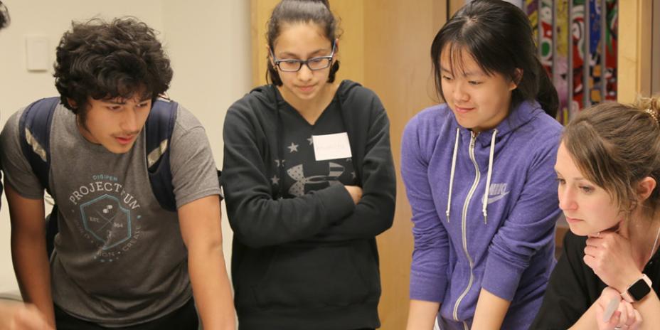 PSRC staff interacting with youth group at workshop