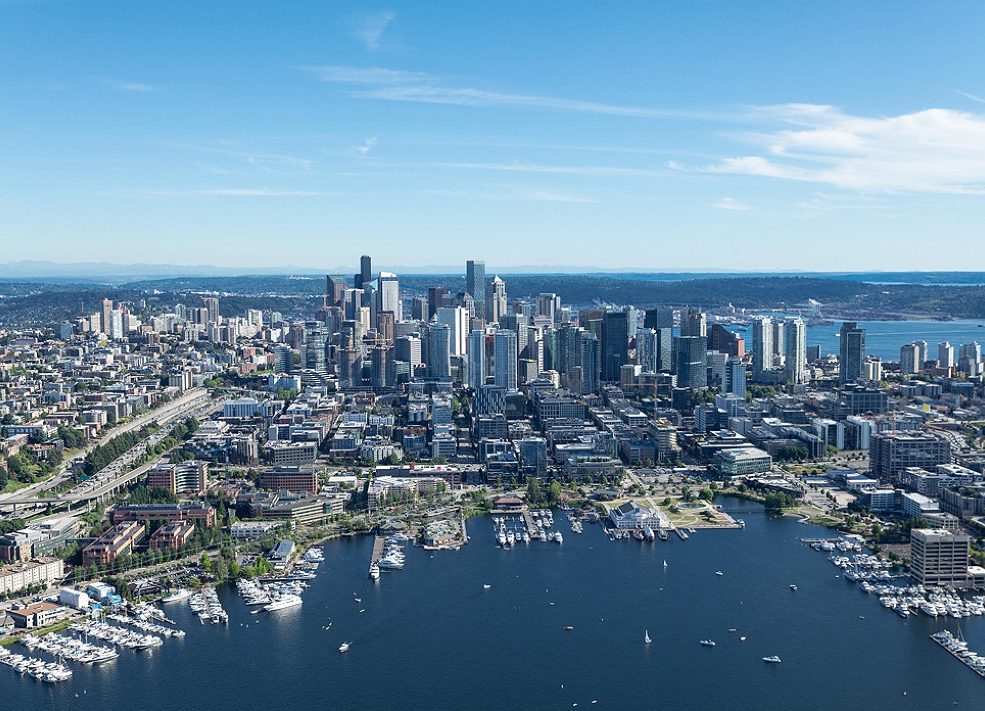 Aerial view of Lake Union.